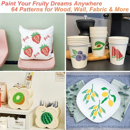 Fruit Stencils for Painting, 64 Pcs 3 Inch for Cards Rocks DIY Crafts - color: Fruit