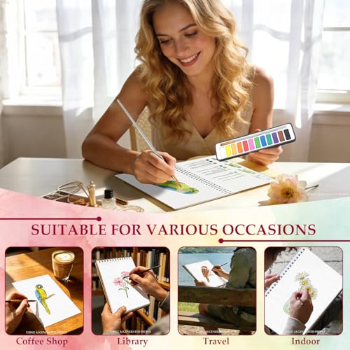 apolyone 2-Pack Beginner Watercolor Workbooks - style: Birds & Flower