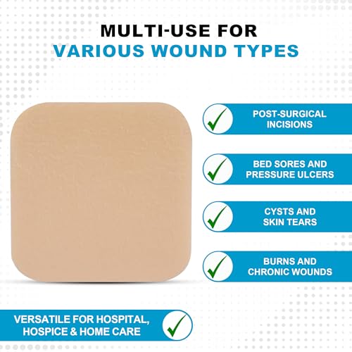 MedVance Waterproof Non-Adhesive Foam Dressing w/o Border, 2"x2", Box of 5 - size: 2"x2" Standard 5 Pack
