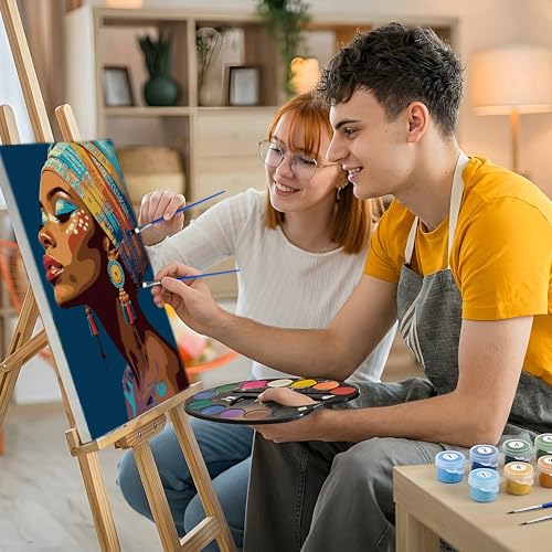 HeeBenor Framed Paint by Numbers Kit for Adults, Black Women, 8x12 Inch - color: Black Women 044