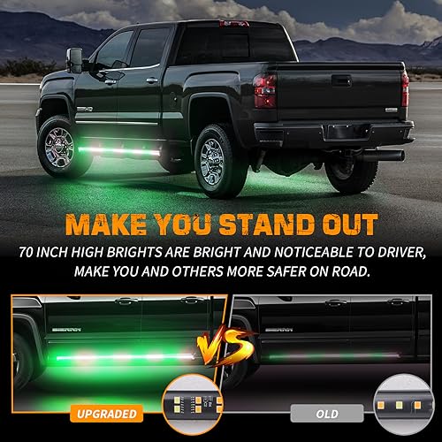 XRIDONSEN 2PCS 70 inch Running Board Strobe Lights 864 LED Emergency Lights - color: Green/White
