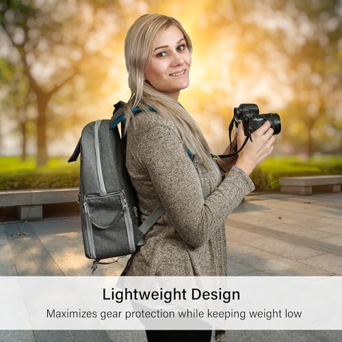Deco Gear Multifunction Camera Backpack for DSLR & Mirrorless Cameras, Pro Lenses, and Accessories, w/Rain Cover (Gray) - color: Light Grey