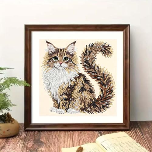 Cat Special Shape Diamond Art Kits For Adults Beginner,Diamond Dot Art Kits - color: YP102