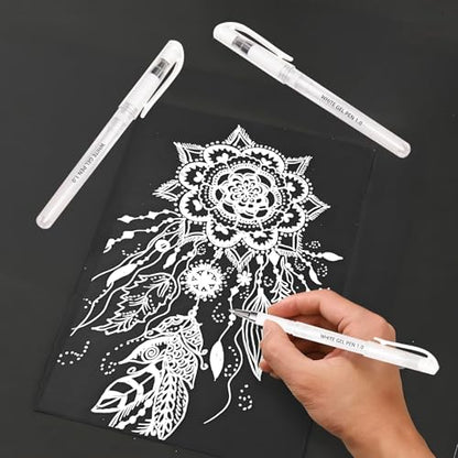 White Gel Pen Set, 1.0mm Opaque Ink, White Ink Pens - color: White