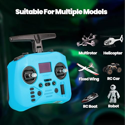 Radiomaster Pocket ELRS Remote Controller Portable Hall Gimbal EdgeTX 2.10.5 Transmitter with LED Light for FPV Drone/RC Helicopter&Car Boats&Multirotor (Battery Not Included) - color: Blue