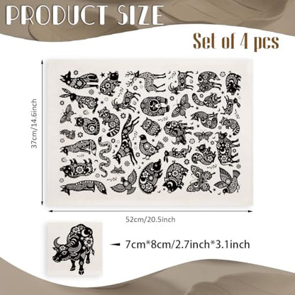 EVERJOYCRAFT 4pcs Underglaze Transfers for Pottery Animal Ceramic Decal - color: Animal Floral