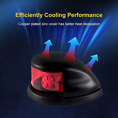 LED Boat Navigations Light Marine Red and Green Bow Light (Black) - color: Black