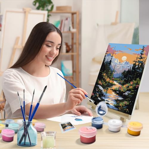 JOOZ Mountain Paint by Number for Adults with Frame, 8x12 Inch - color: Montain Sunset