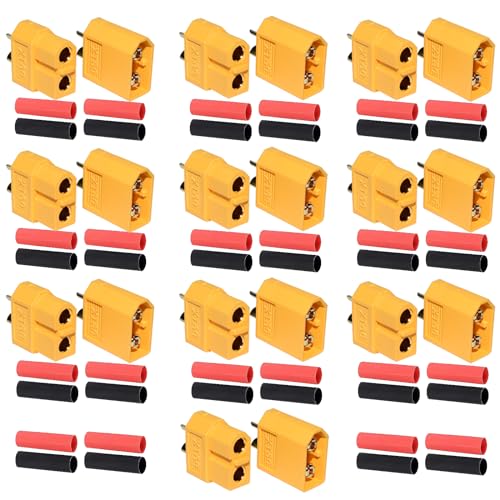 10 Pairs XT60 Connectors - Male and Female Bullet Power Plugs for RC Lipo Battery Remote Control Cars - color: Xt60