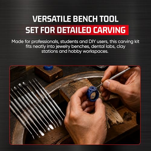 Double Ended Wax Carving Tool Set, Stainless Steel, Textured Grip, 12 Pcs