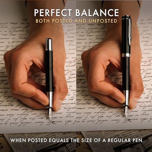 Wordsworth & Black Mini Pocket Fountain Pen for Writing, Medium Nib, Black - color: Black Chrome