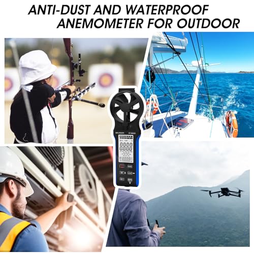 Handheld Anemometer, Anti-dust CFM Meter With Touch Button, Rechargeable Wind Speed Gauge for Air Flow, Chill, Temp Test, Waterproof LCD Backlight - style: 5000D