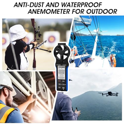 Handheld Anemometer, Anti-dust CFM Meter With Touch Button, Rechargeable Wind Speed Gauge for Air Flow, Chill, Temp Test, Waterproof LCD Backlight - style: 5000D