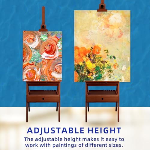 Falling in Art H-Frame Studio Easel with Storage Drawer, Walnut - style: Walnut