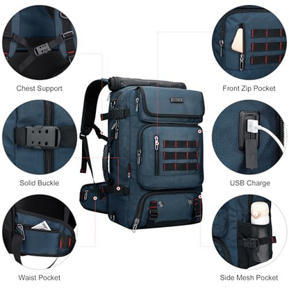 WITZMAN Carry on Travel Backpack for Men Airline Approved Fits 16" Laptop - color: 04.blue