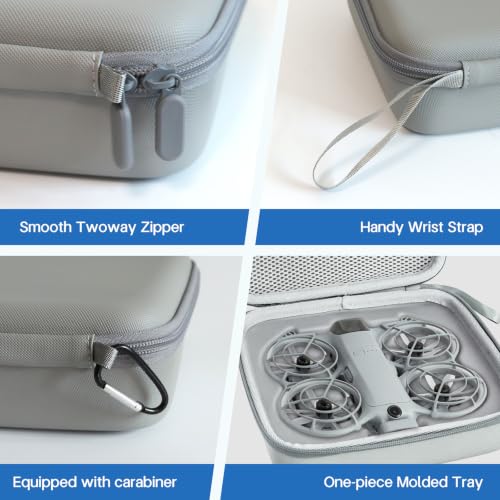 Carrying Case for DJI Neo 2, Portable Hard Shell Travel Case with Carabiner - color: grey
