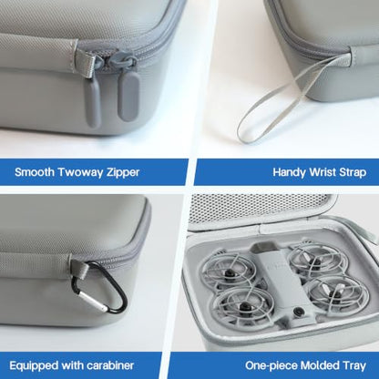 Carrying Case for DJI Neo 2, Portable Hard Shell Travel Case with Carabiner - color: grey