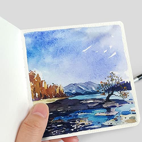 Watercolor Sketchbook 3.9x3.9 Inch 30 Sheets Mini Travel Journal Sketchbook - color: 3.9x3.9 inch-300gsm-sky blue