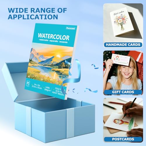 Pacocoast 9"x12" Cold Press Watercolor Paper Pad, 2Pack, Glue Bound, Teal - color: Teal, size: 9" x 12"(Pack of 2)