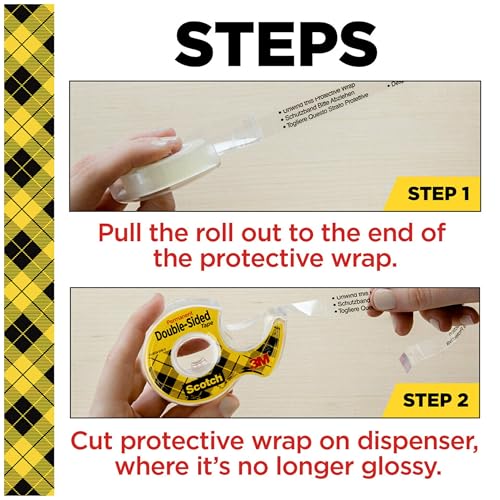Scotch Double Sided Tape, 0.50 in. x 1296 in., 2 Tape Refill Rolls