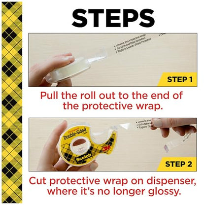 Scotch Double Sided Tape, 0.50 in. x 1296 in., 2 Tape Refill Rolls