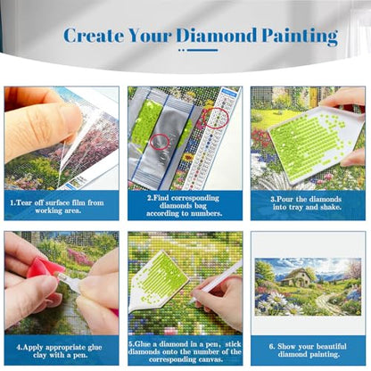 YOYA Large Diamond Art Kits for Adults, Landscape, 27.5 x 15.7 Inch - color: Flowers House 031