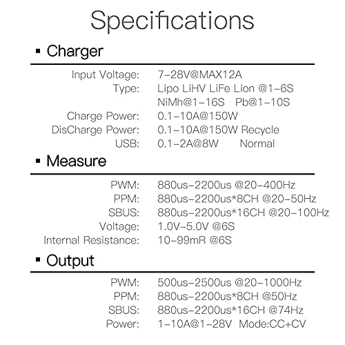 SUPULSE Lipo Battery Charger 150W/10A for 1-6S LiPo/LiHv/Lion/Life