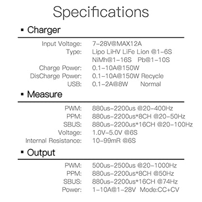 SUPULSE Lipo Battery Charger 150W/10A for 1-6S LiPo/LiHv/Lion/Life