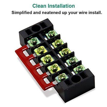 Terminal Block, 5 Circuits 600V 25A Dual Row Screw Terminal Strip, 5 Sets - size: 25A 5P+5pcs Jumpers