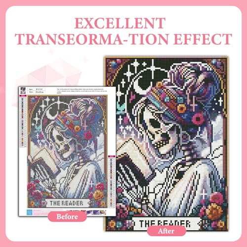 GEEHEIY Diamond Art Kits for Adults, 5D Skull Reader Diamond Painting Kit - color: TRTDNFDP1P02