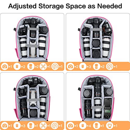 MOSISO Camera Backpack, DSLR/SLR/Mirrorless Photography Camera Bag - color: Rose Red
