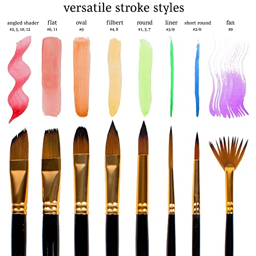 WA Portman 15-Pc Professional Paint Brush Set with Durable Zipper Case Kit