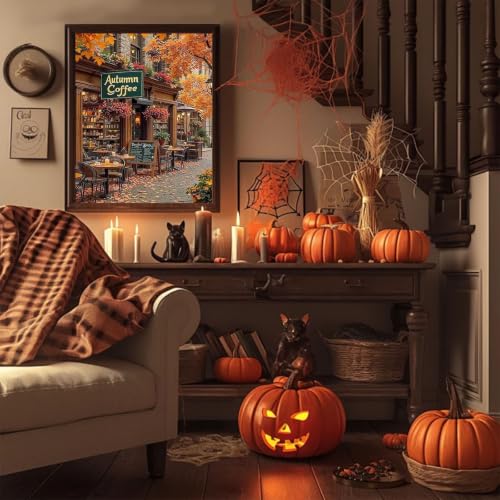 Autumn Paint by Numbers for Adults - Paint by Number Coffee on Canvas - color: MT23083