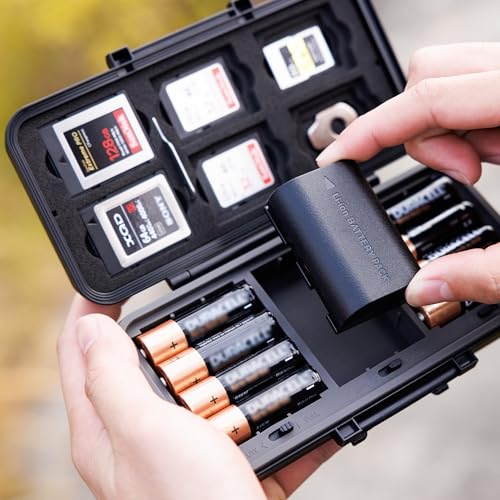 JJC Camera Battery & SD Memory Card Case Holder for Canon Nikon Sony DSLR - size: For Camera Battery x3
