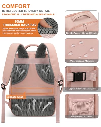 Capolo Travel Laptop Backpack Women Carry On Backpack Weekender Travel Bag - color: Pink, size: Large