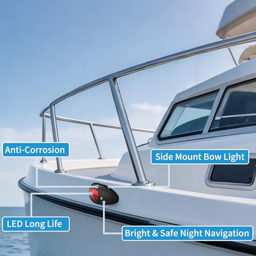 Obcursco LED Boat Navigation Lights, Red and Green Vertical Mount Bow Light - color: Black