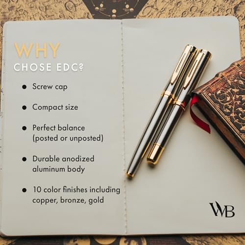Wordsworth & Black Mini Pocket Fountain Pen for Writing, Medium Nib, Silver - color: Silver Gold