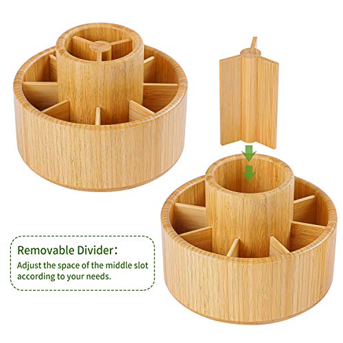 Utoplike Bamboo Rotating Art Supply Desk Organizer, Pencil Holder Desktop - size: Medium
