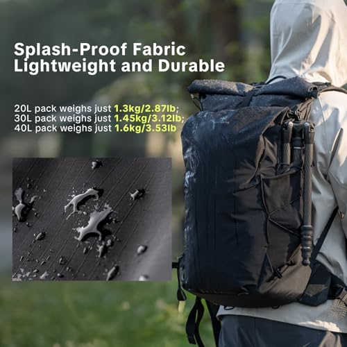 PGYTECH OnePro Ultralight Camera Backpack 40L with 16" Laptop Sleeve, Black - color: Space Black, size: 40L