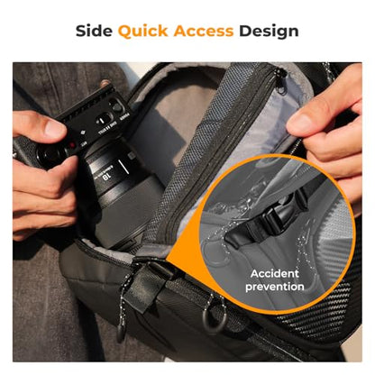 K&F CONCEPT Hardshell Camera Sling Bag, 10L EVA Case with Tripod Holder - color: Hardshell-black, size: Large