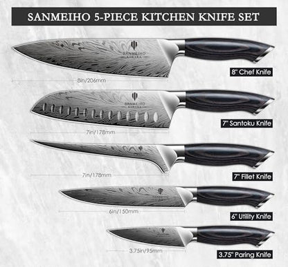 5PCS Knife Set, Kitchen Knife Sets in Powder Steel - size: 5PCS Knife Set