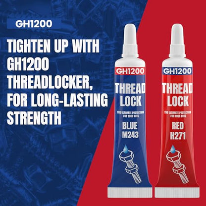 GH1200-6gx2 Pack Thread Lock Medium and Strong Strength for Nuts, Bolts, and Metals, Threadlocker Lock Tight & Seal Fasteners with Stable and Consistent Performance - style: (a) 2PCs x 6g combo