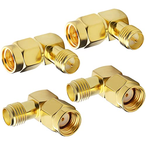 Right Angle SMA to RP-SMA Adapter Kit 4-Pack, 50 Ohm - size: 4-pack right angle sma to rp-sma