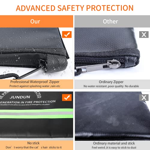 JUNDUN Fireproof Money Bag, 10.6"x6.7" Waterproof and Fireproof - color: Black, size: Small