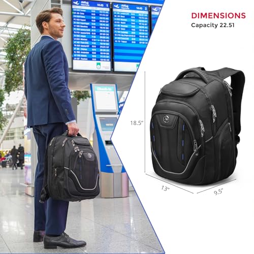 Swissdigital Design Large Travel Backpack For Men， TSA Business Laptop Backpack With Finder color random| J16BTBT013-01 - color: Black/Finder Keychain