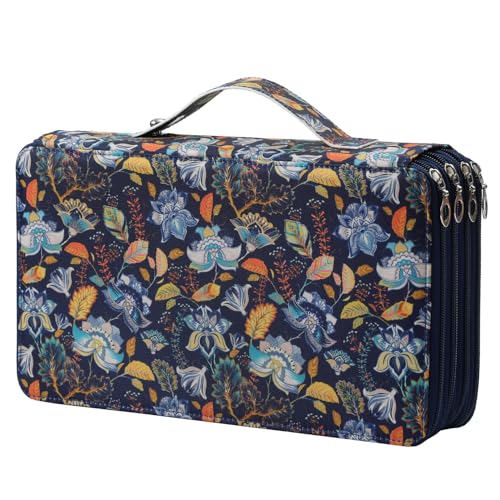 Canvas 300 Slots Pencil Case 4-Layer Zipped Holder w/Handle - color: Retro, size: 300