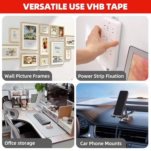 3M Double Sided Tape,1in X 9.85ft Heavy Duty Removable Mounting Tape - size: 1in X 9.85ft