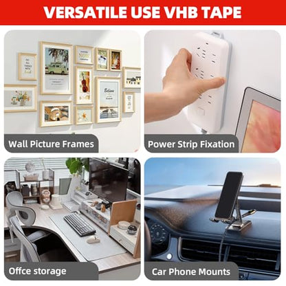 3M Double Sided Tape,1in X 9.85ft Heavy Duty Removable Mounting Tape - size: 1in X 9.85ft