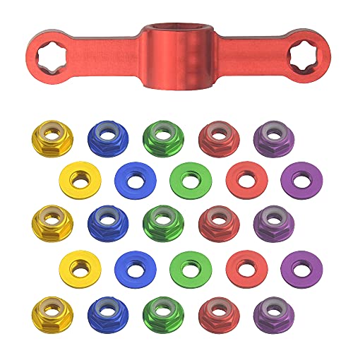 WMYCONGCONG 25 PCS M5 Aluminum Nylon Lock Nuts M5 Flange Nylon Insert Self-Locking Nut with Quick Release Wrench Tool for RC Drone FPV Parts