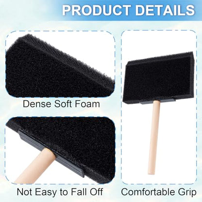 3pcs Foam Paint Brushes, 4 Inch Wood Handle Sponge Paint Brush, Sponge Painting Tool for Details, Staining, Varnishes, Large Area and DIY Craft Projects- Black - color: Black-3pcs-4"